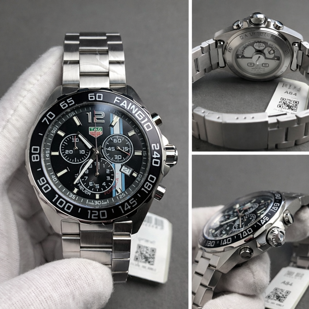 Tag Heuer Formula 1 replica watch QC photos showing dial, case, and bracelet details