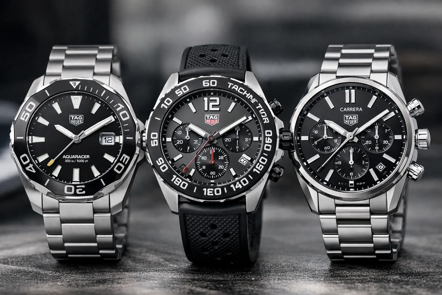 TAG Heuer Aquaracer and Carrera watches side by side comparison
