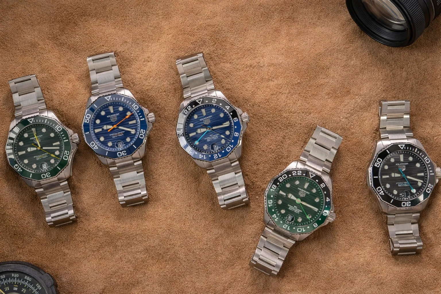 Sportklockkollektion som visar hållbarheten hos keramiska bezel i olika färgvariationer