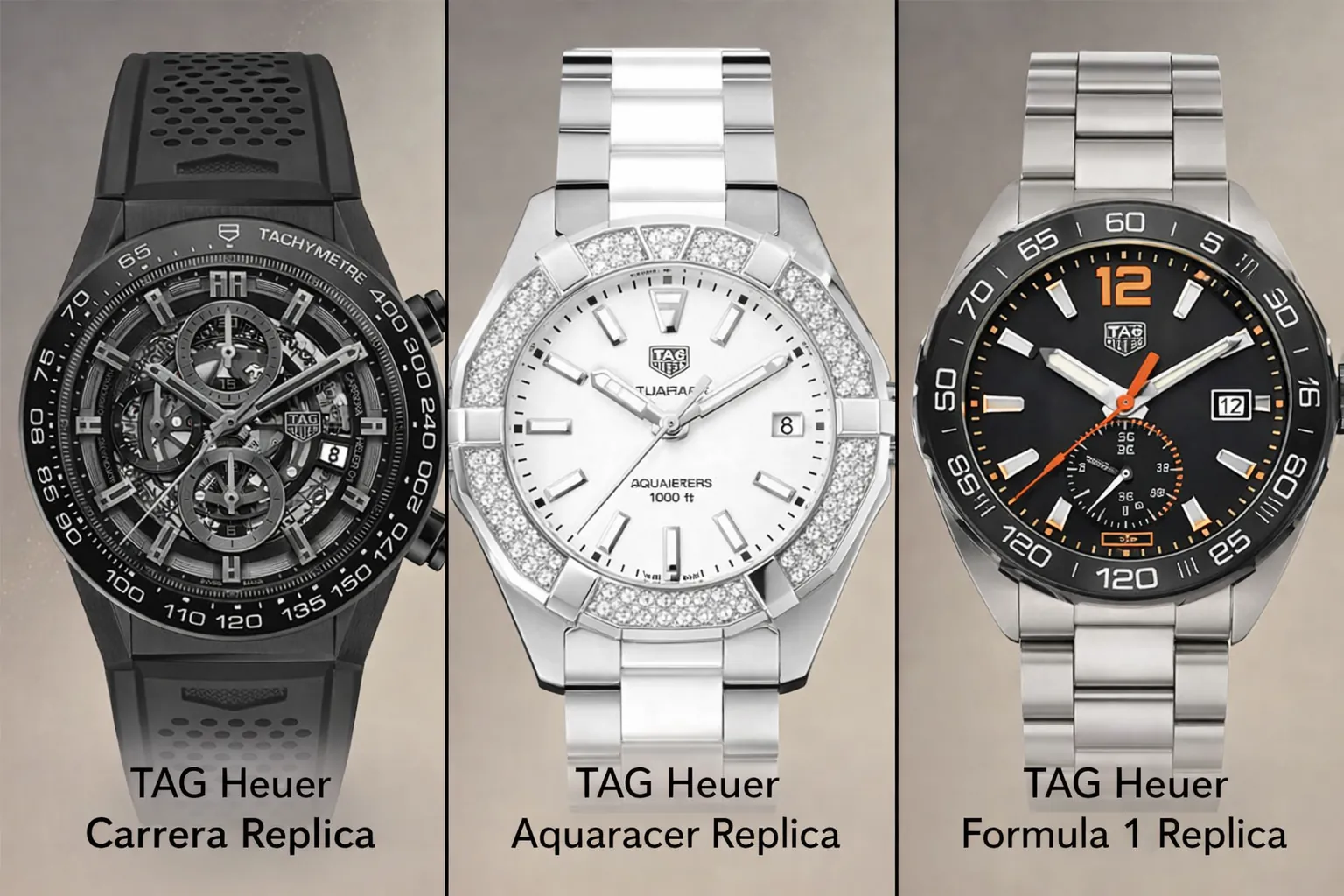 tag heuer replica watch models comparison carrera aquaracer formula 1