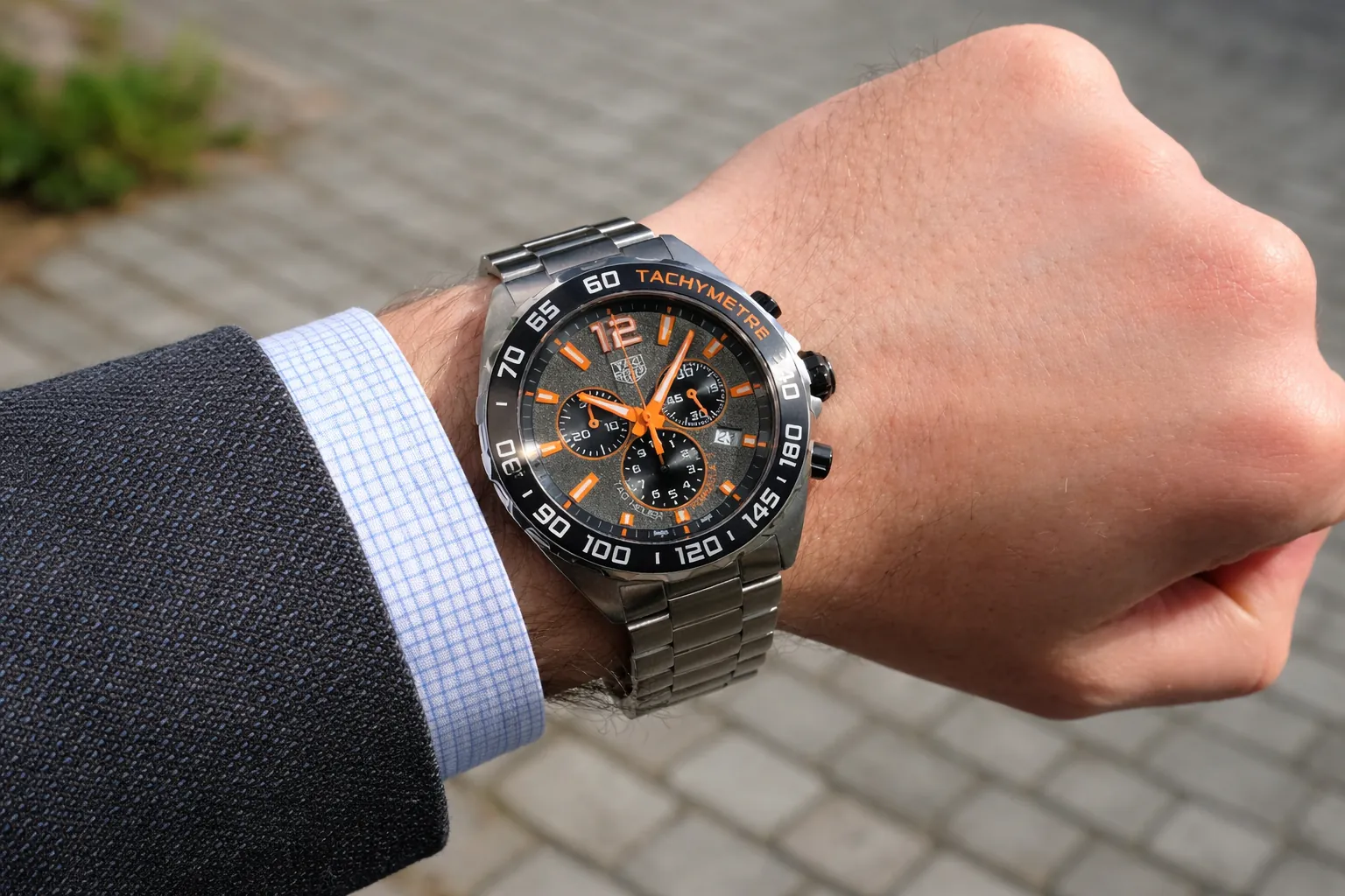 tag heuer formula 1 replica review showing chronograph watch on wrist for real world wear experience