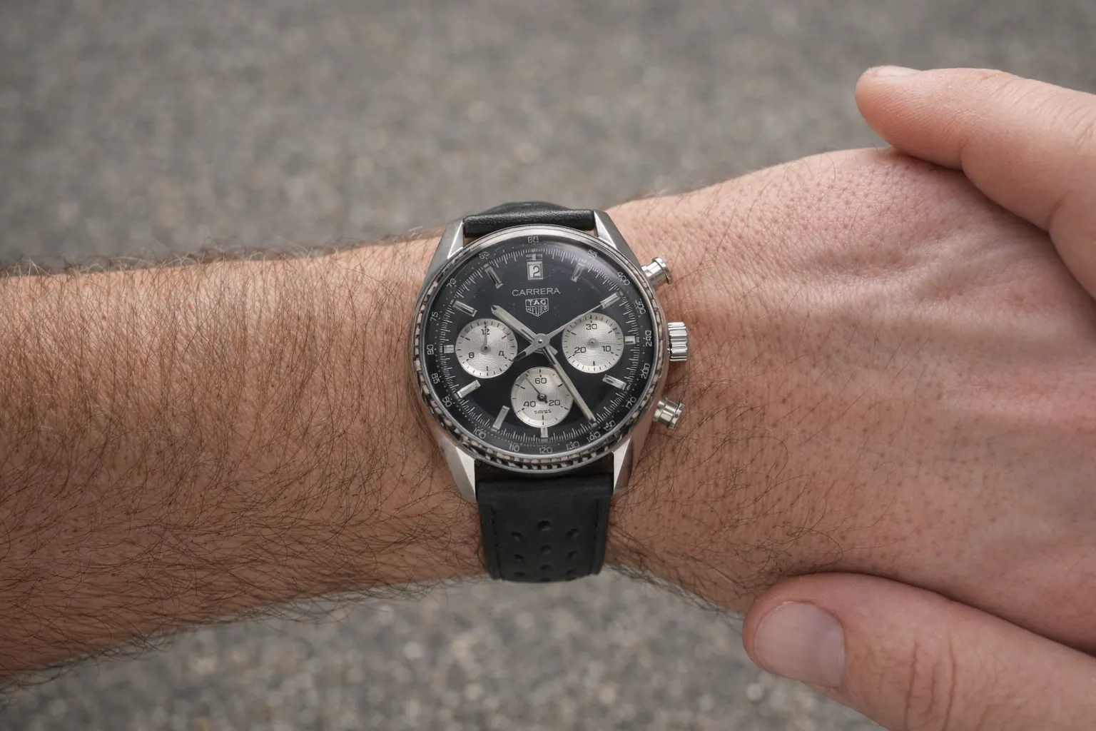 tag heuer replica durability after 6-24 months light wear scratches bezel close up