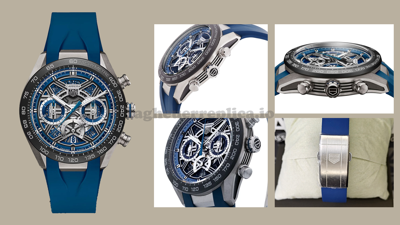 نسخة TAG Heuer Carrera CBU2081.FT6274 44mm Extreme Sport Skeleton Titanium TH20-00 Automatic Chronograph Watch - صورة مفصلة