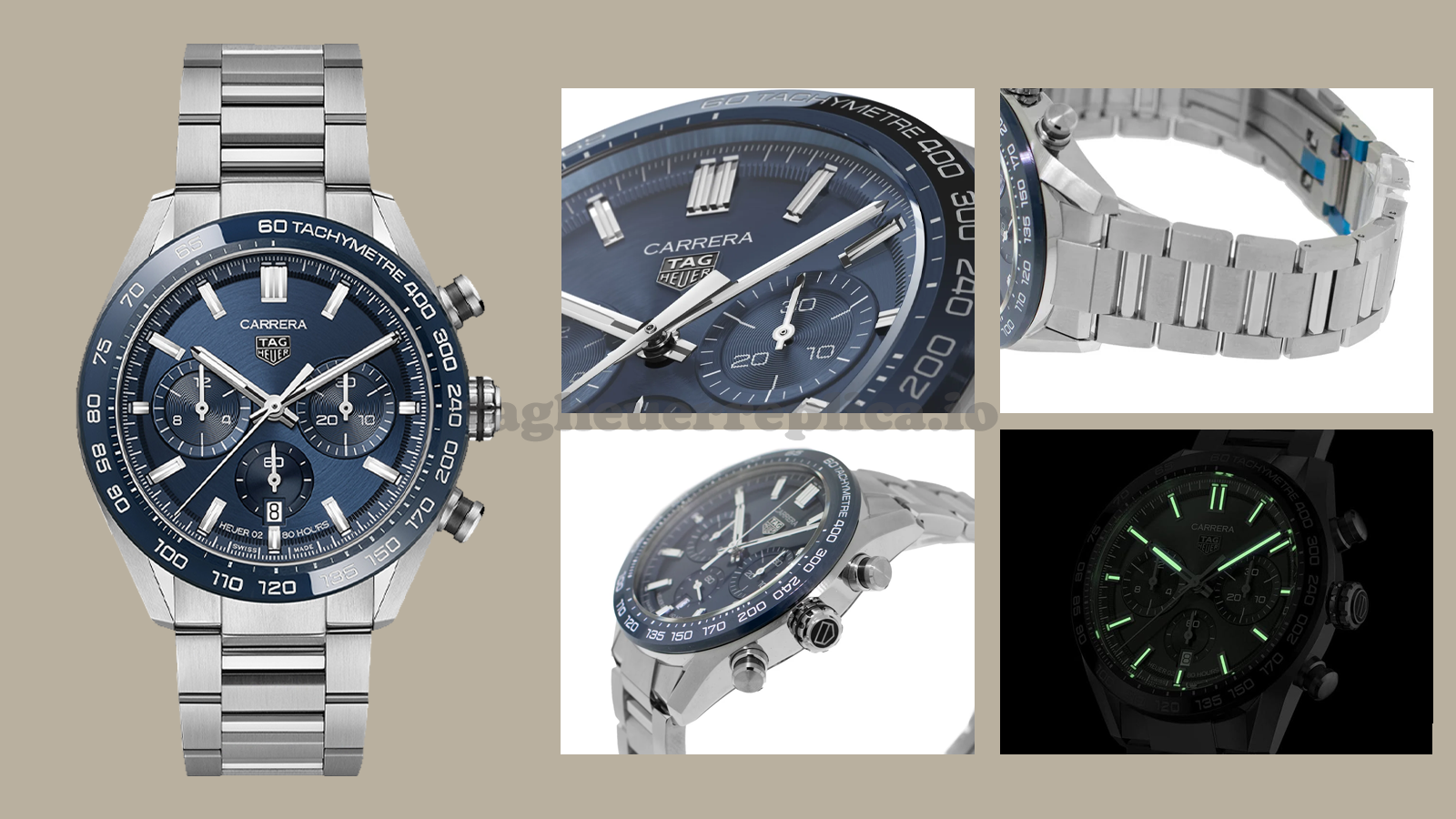 Replica TAG Heuer Carrera CBN2A1A.BA0643 44mm Blue Brushed Dial - Detailed image