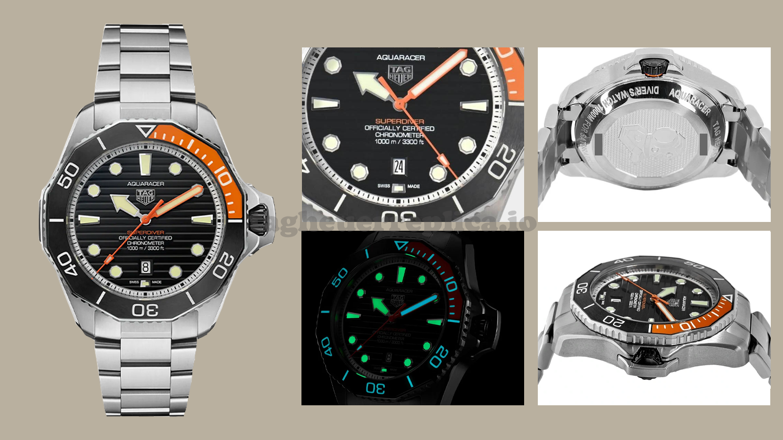 복제 TAG Heuer Aquaracer WBP5A8A.BF0619 45mm 검은 다이얼 - 상세 이미지