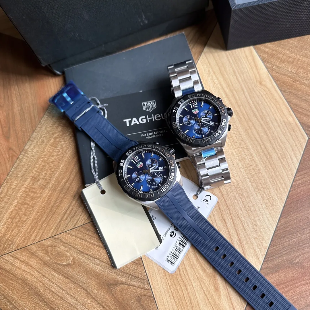 TAG Heuer FORMULA 1 Chronograph Quartz Blue Dial Rubber Band band 1