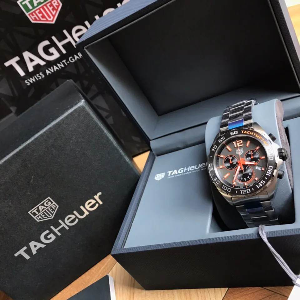 TAG Heuer Formula 1 43mm Men's Watch Black and Orange Dial in box