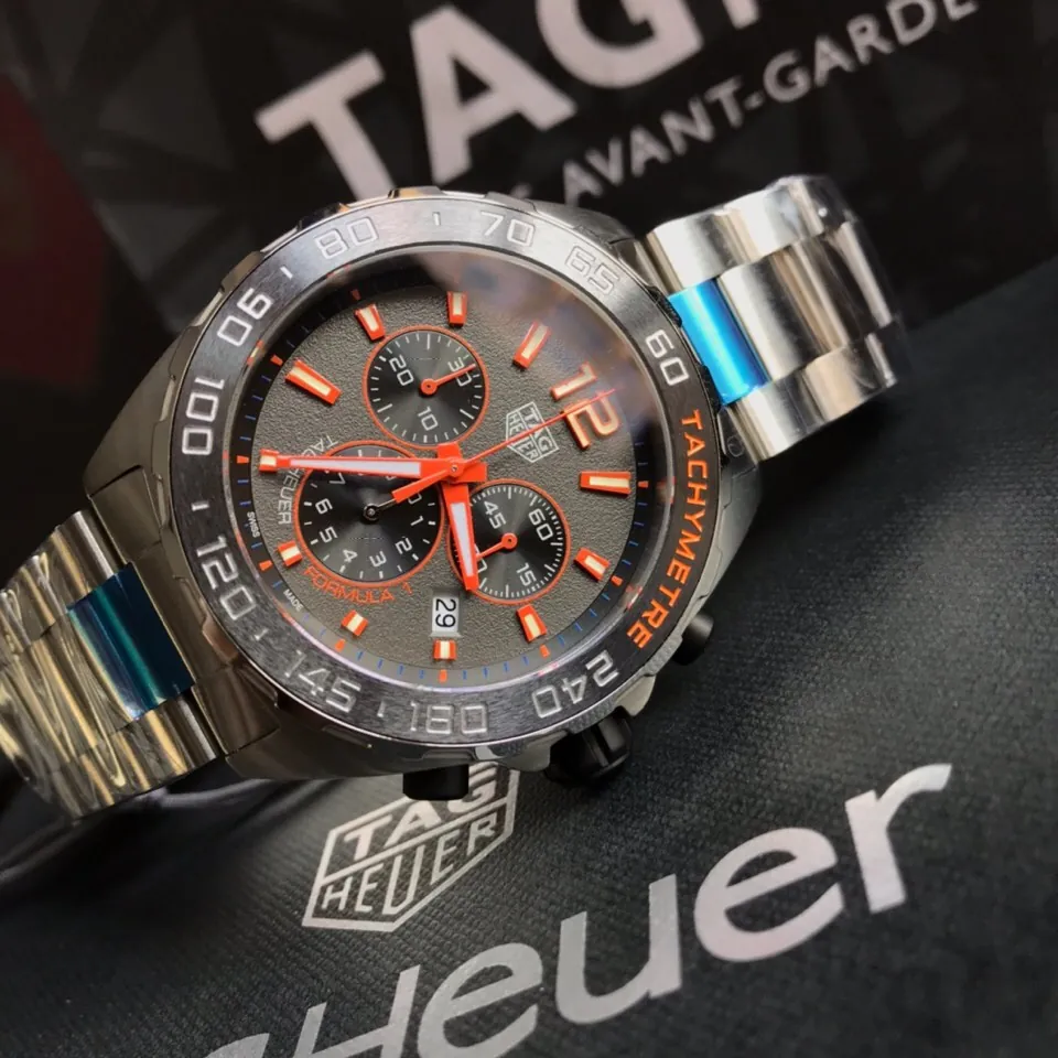 TAG Heuer Formula 1 43mm Men's Watch Black and Orange Dial side