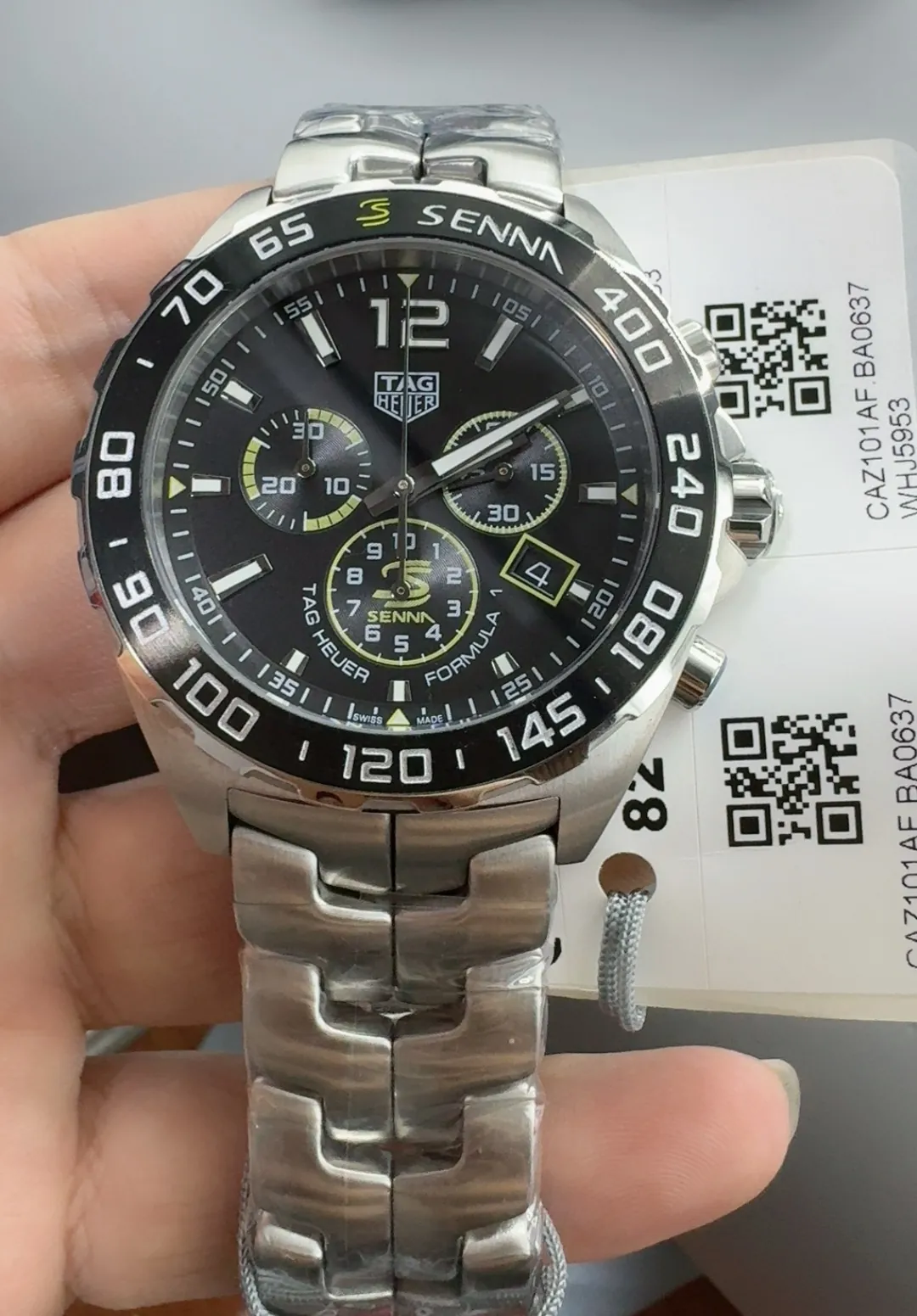 TAG Heuer Formula 1 x Senna CAZ101AF.BA0637 Replica Watch in hand