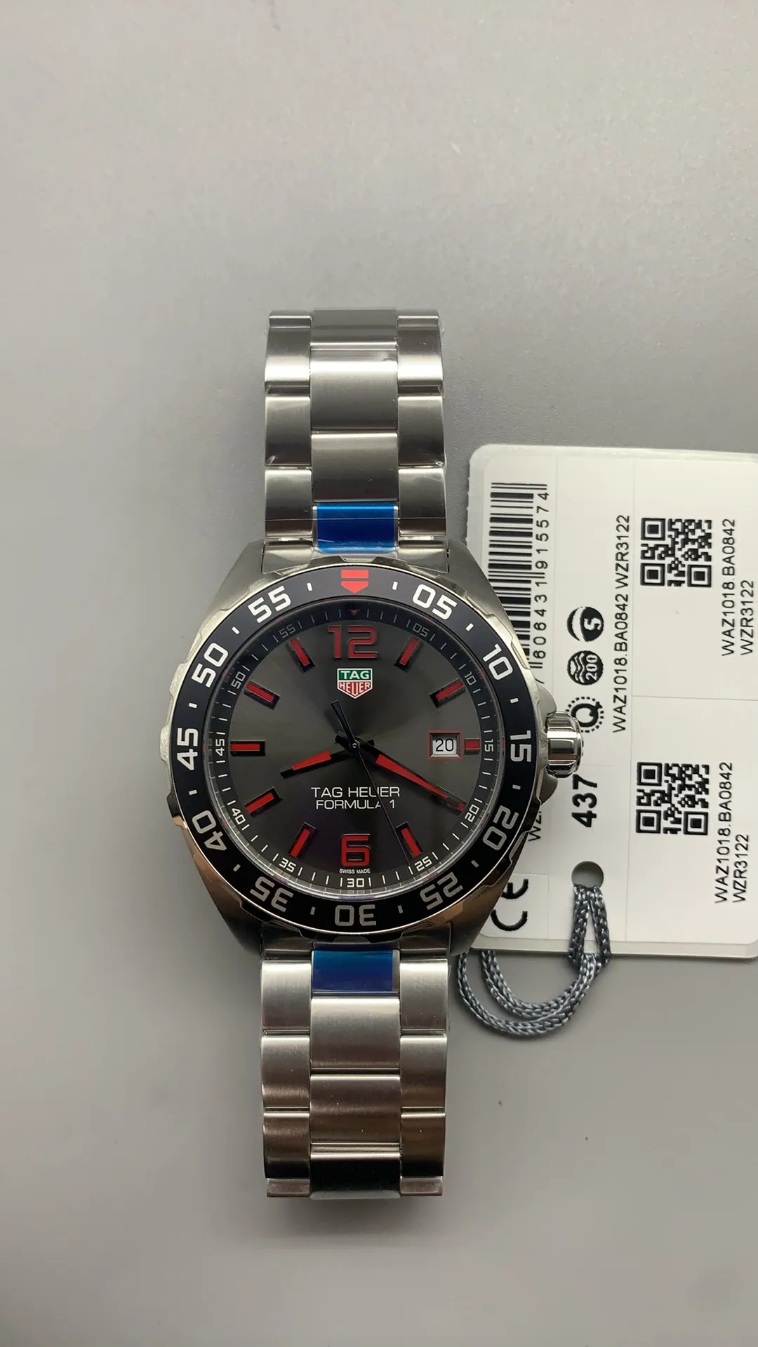 TAG Heuer Formula 1 Quartz 43mm WAZ1018.BA0842 Grey Dial Black Bezel Stainless Steel Watch dial 1