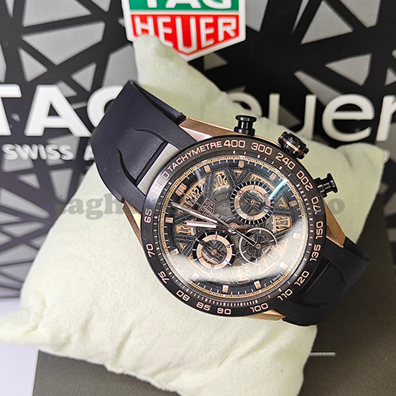 Replica TAG Heuer Carrera CBU2050.FT6273 44mm Rose Gold Skeleton TH20-00 Movement Extreme Sport Men Watch - Front 2
