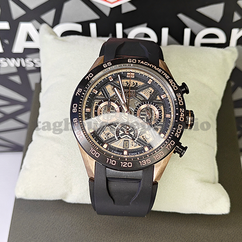 Replica TAG Heuer Carrera CBU2050.FT6273 44mm Rose Gold Skeleton TH20-00 Movement Extreme Sport Men Watch - Front 1
