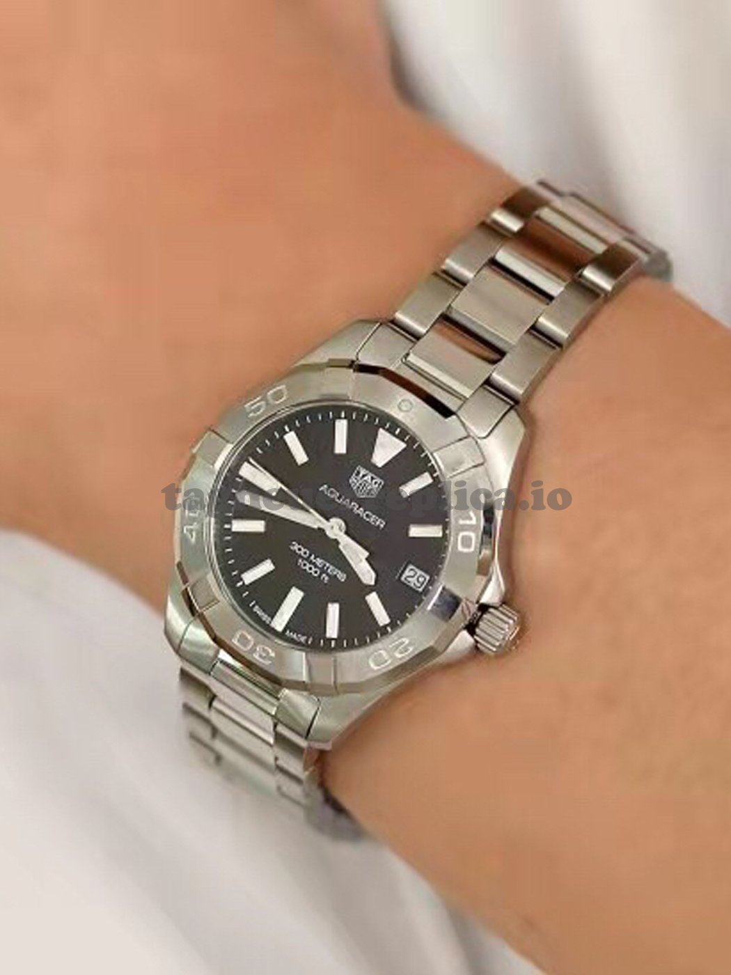 Replica TAG Heuer Aquaracer WBD1310.BA0740 32mm Black Sunray Dial - Wearing
